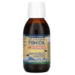 Wiley's Finest, рыбий жир из аляскинской промысловой рыбы, для детей, базовая ДГК, со вкусом натурального манго и персика, 1500 мг, 125 мл (4,23 жидкой унции)