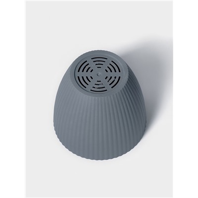 Горшок для цветов с поддоном Ribbed, пластиковый, 13.5×13.5×12 см, серый