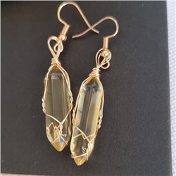 Серьги длинные натуральный камень Цитрин, 1050, арт.218.063