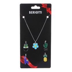 BERIOTTI Набор бижутерии 6 пр.: цепочка и 5 подвесок, биж.сплав, 4 дизайна