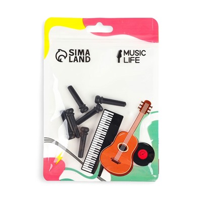 Набор фиксаторов струн Music life, 6 штук, черное дерево