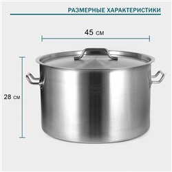 Кастрюля Hanna Knövell, 47 л, d=45 см, h=28 см, толщина стенки 1 мм, нержавеющая сталь