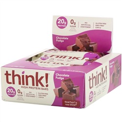 Think !, Высокопротеиновые батончики, шоколадная помадка, 10 батончиков по 60 г (2,1 унции)