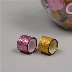 Клейкая лента пластик в банке «Шайн. Золото и розовый», набор 40 шт., 1.2 см, дл.0.9 м, 7×7×9 см