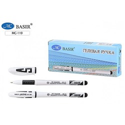 Ручка гелевая "БАСИР" 0.5мм черная, белый корпус МС-119/чёрн./ Basir