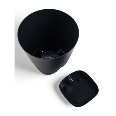 Горшок для цветов «Гранд», 4 л, d=19 см, h=20 см, пластиковый, с прикорневым поливом, графитовый