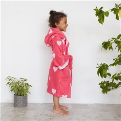 Халат махровый детский Крошка Я «Сердечки» размер 34, цвет розовый, 100% хлопок 360 г/м2