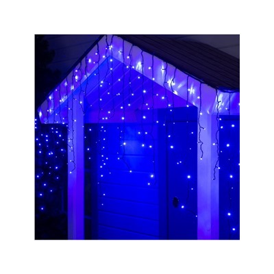 Гирлянда «Бахрома» 3×0.9 м, IP44, УМС, тёмная нить, 232 LED, свечение синее, 220 В