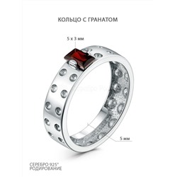 Серьги из серебра с гранатом родированные 04-202-0439-09
