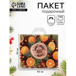 Пакет подарочный новогодний «С Новым Годом», полиэтиленовый с петлевой ручкой, 60×50 см