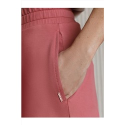 Прямые трикотажные брюки на резинке из футера двухнитки эластичные VILATTE, 1228115