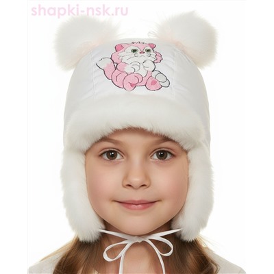 211-З Кошечка Ушанка для девочки (48-50)