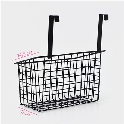 Корзина подвесная на шкаф или дверцу Доляна, 26×13.5×17 см, чёрная
