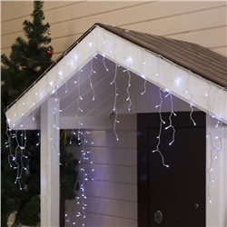 УЦЕНКА Гирлянда «Бахрома» 4×0.6 м, IP44, прозрачная нить, 180 LED, свечение белое, мерцание белым, 220 В