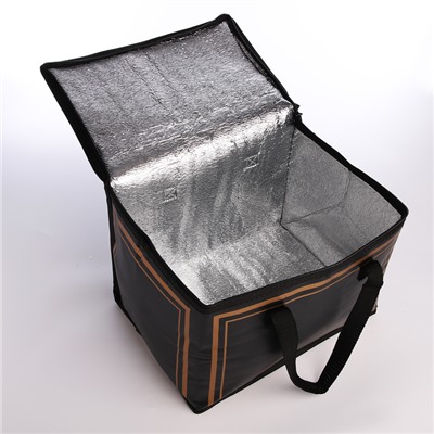 Термосумка на молнии, 14 л, 30×22×22 см, чёрная