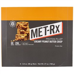 MET-Rx, PROTEIN PLUS Bar, Creamy Peanut Butter Crisp, 9 Bars, 3.0 oz (85 g ) Each