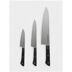 Набор кухонных ножей Magistro Hinshitsu, 3 шт. овощной, универсальный, шеф, нержавеющая сталь, чёрный