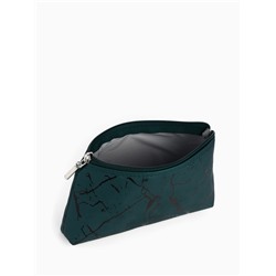 Набор простых косметичек на молниях 2 в 1, с рисунком, тёмно-зелёный