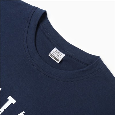 Футболка мужская с принтом, цвет тёмно-синий, размер 56