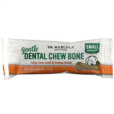 Dr. Mercola, Gentle Dental Chew Bone, Small, For Dogs, 12 Bones, 0.67 oz (19 g) Each