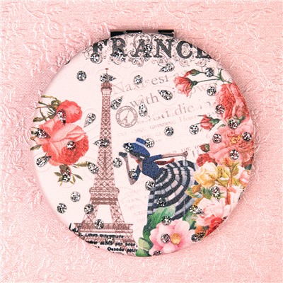 Зеркало карманное 7 см / GT357 /уп 50/300/ кожзам