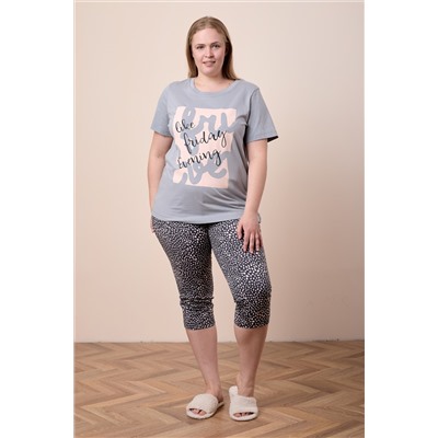 Пижама футболка и капри М325295Пср