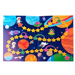 Игра-ходилка с фишками для малышей 2в1. Динозавры+Космос. 42х29,7 см.