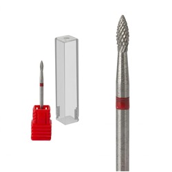 Nail Art Фреза твердосплавная пламя тонкая, красный 13278