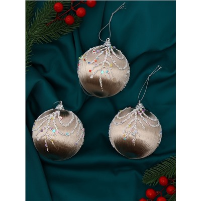 Ёлочные игрушки «Бамби», шары новогодние, d=8 см, 3 шт. золото