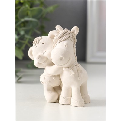 Фигурка «Мишка с лошадкой», 8.5×7×6 см, натуральный