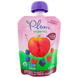 Plum Organics, Organic Applesauce Mashups with Strawberry, Blackberry & Blueberry , 4 Pouches, 3.17 oz (90 g) Each