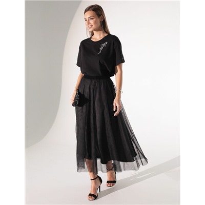 Нарядная футболка с принтом фольгой из премиального хлопка с эластаном