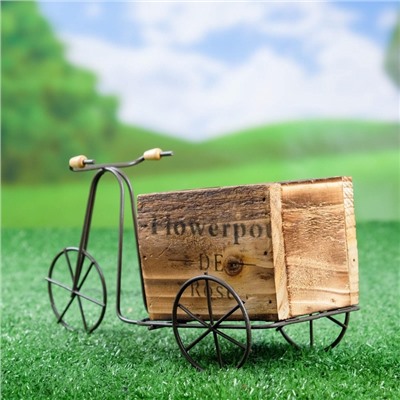 Декоративное кашпо для цветов «Велосипед», 23×8×12 см, дерево, металл, Greengo