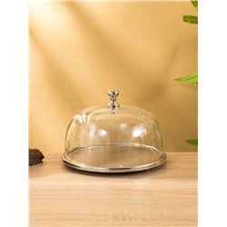 Тортовница со стеклянной крышкой, 20.5×20.5×16 см, нержавеющая сталь