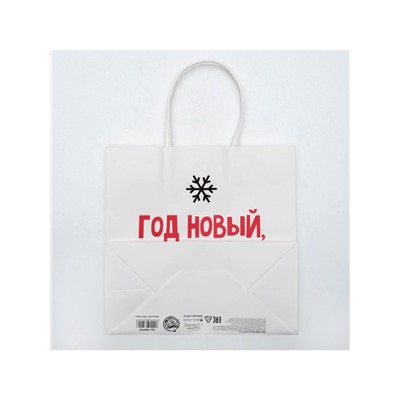 Пакет подарочный новогодний «Год Новый, а ты старый», 22×22×11 см