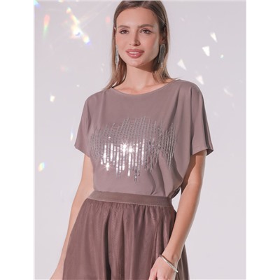 Нарядная футболка с принтом пайетками