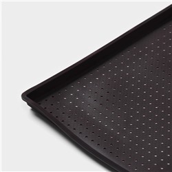 Коврик перфорированный прямоугольный Доляна, силикон, 40×31×1 см, тёмно-коричневый