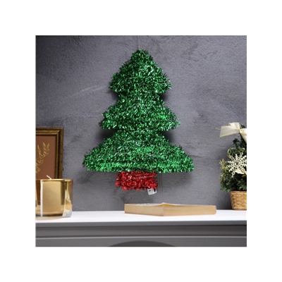 Светодиодная фигура из мишуры «Елочка зеленая» 36×28 см, 20 LED, батарейки AG10×3 (в комплекте), свечение тёплое белое