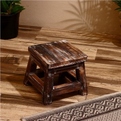 Табурет, 21×21×18 см, дерево албезия, коричневый