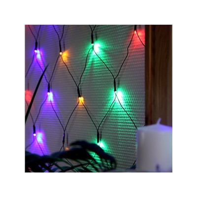 Гирлянда «Сеть» 1.6×1.6 м, IP20, тёмная нить, 144 LED, 8 режимов, 220 В, свечение мульти
