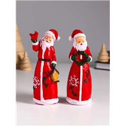 Фигурка полистоун «Дед Мороз в красном кафтане с венком или домиком», 5×4.5×14 см, МИКС