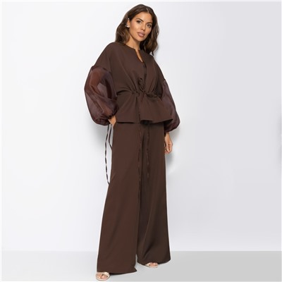 Брючный костюм для эффектных выходов, Серьезная леди (2 в 1, брауни, нью)