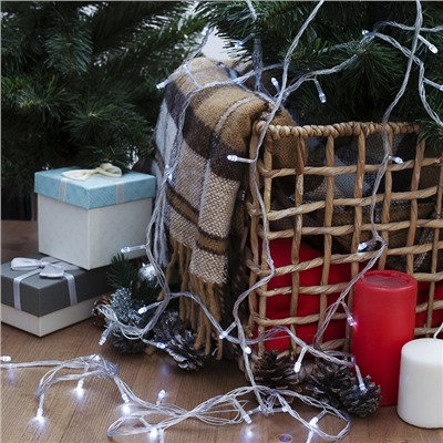 УЦЕНКА Гирлянда «Нить», 20 м, IP20, 200 LED, 220 В, 8 режимов, прозрачная нить, свечение белое