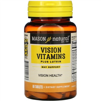 Mason Natural, Витамины для зрения с лютеином, 60 таблеток