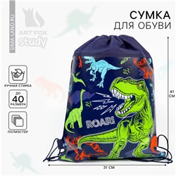 Мешок для обуви «Динозавр» (полиэстер) 41×30 см