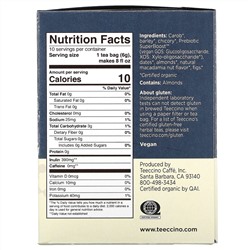 Teeccino, Prebiotic Herbal Tea, Organic Macadamia Nut, Caffeine Free, 10 Tea Bags, 2.12 oz (60 g)