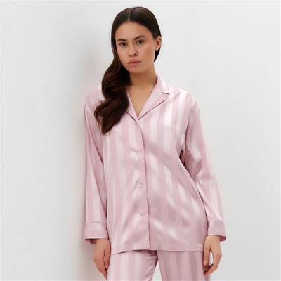 Пижама женская (рубашка, брюки) KAFTAN «Полоска», цвет пудровый, размер 48-50