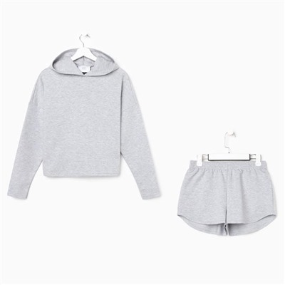 Костюм женский (толстовка, шорты) MIST, размер 48-50, серый