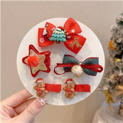 Набор детских Новогодних заколок 5 штук