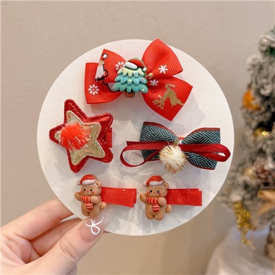 Набор детских Новогодних заколок 5 штук
